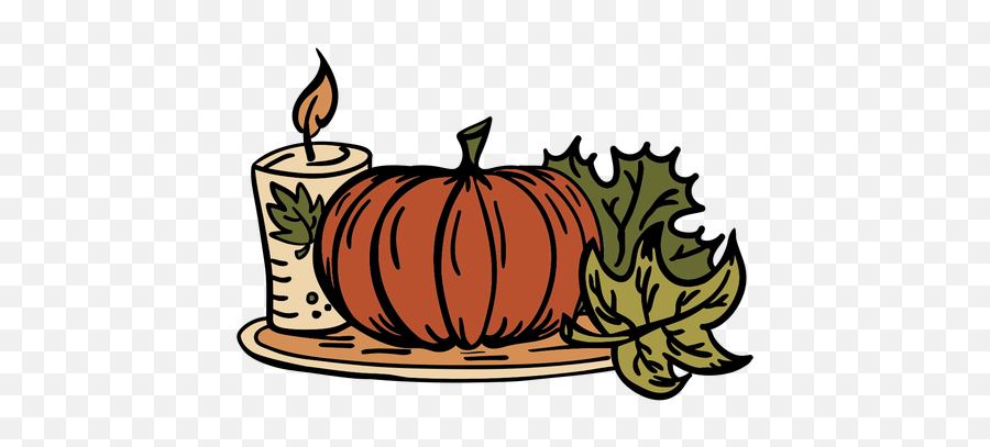Hand Drawn Pumpkin Candle Thanksgiving - Transparent Png Gourd Emoji,Thanksgiving Transparent