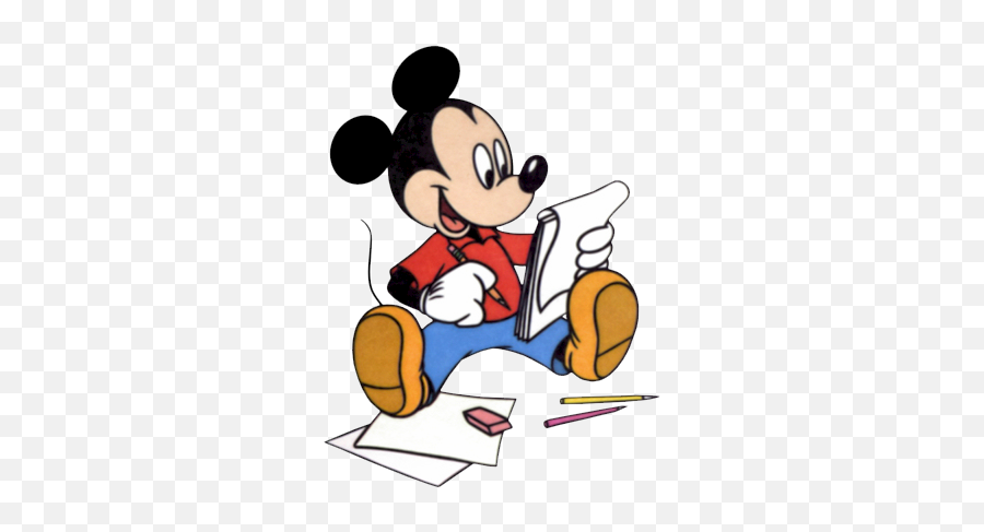 Mickey Mouse Writing Clipart - Mickey Mouse At School Emoji,Writing Clipart