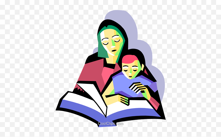 Mother With Child Reading Royalty Free Vector Clip Art - Reading Child And Mother Vector Emoji,Read Clipart
