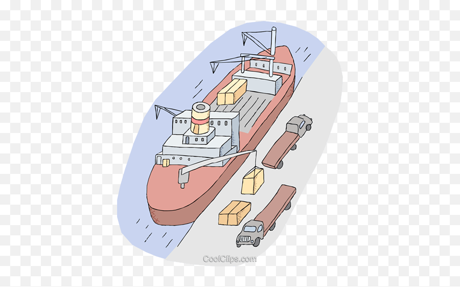 Cargo Ship Unloading Containers Royalty Free Vector Clip Art Emoji,Cargo Ship Clipart