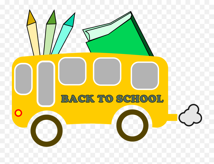 School Supplies Clipart Free - Back To School Bus Png Emoji,School Supplies Clipart