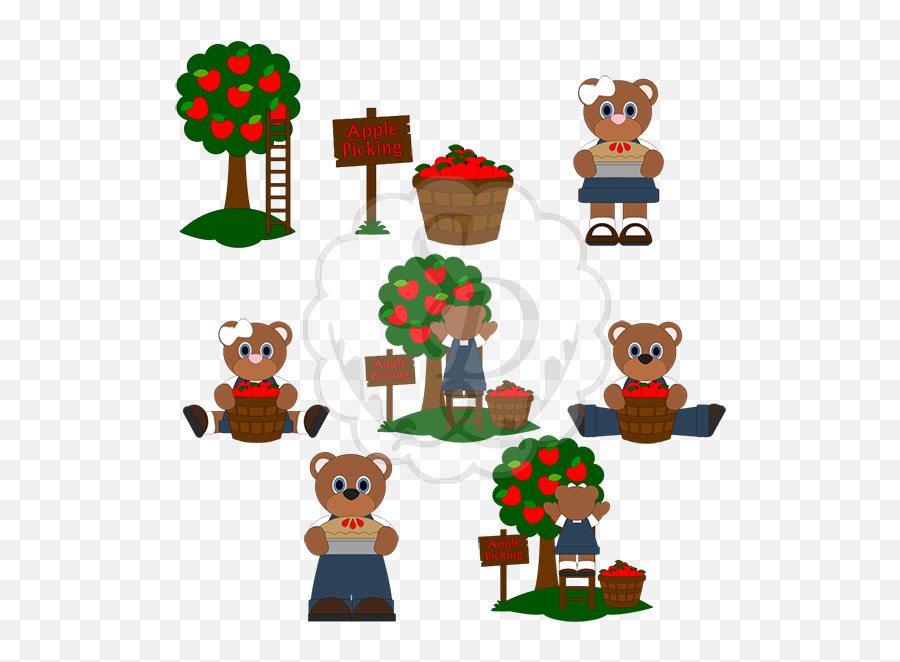 Picking Apple Bears Transparent Cartoon - Jingfm Happy Emoji,Pilgrim Hat Clipart