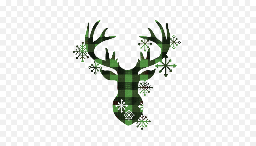 Printable Green Buffalo Check Reindeer Head Scrapbook Cut Emoji,Clipart Reindeers