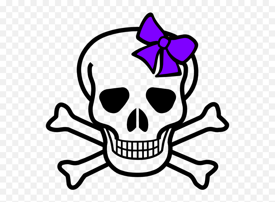 Skull With Bow Clip Art At Clker - Skull And Crossbones Stock Emoji,Bow Clipart