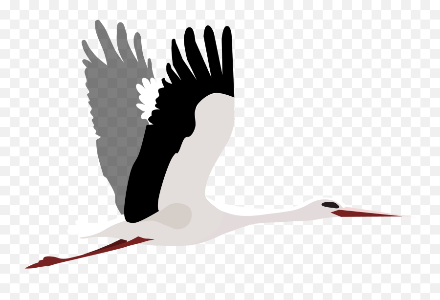 Flying Stork - Clipart Black And White Stork Emoji,Stork Clipart