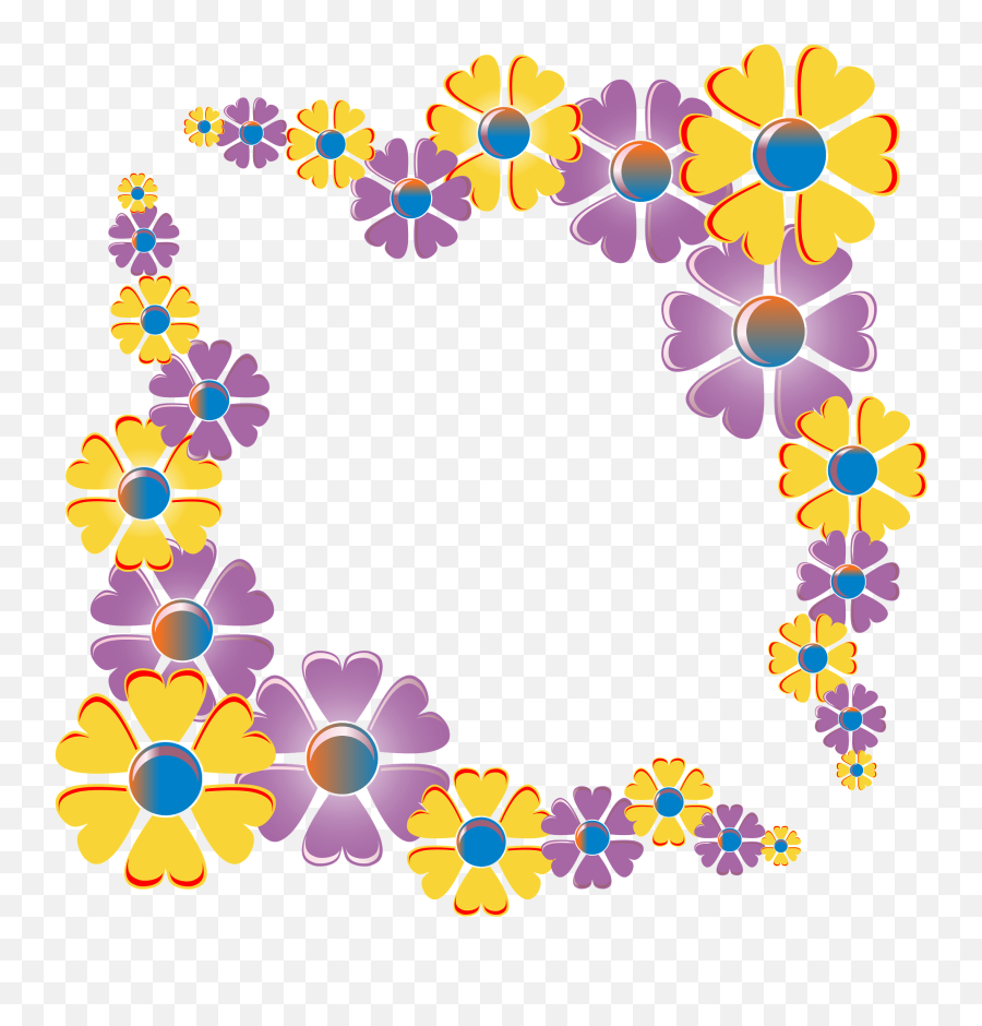Flower Corner Clipart - Colorful Flowers Png Border Emoji,Corner Clipart