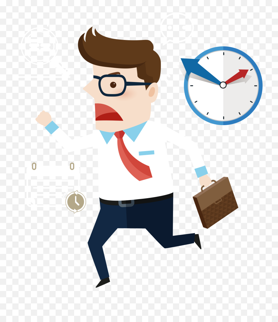 Cartoon - Running Late To Office Emoji,Work Png