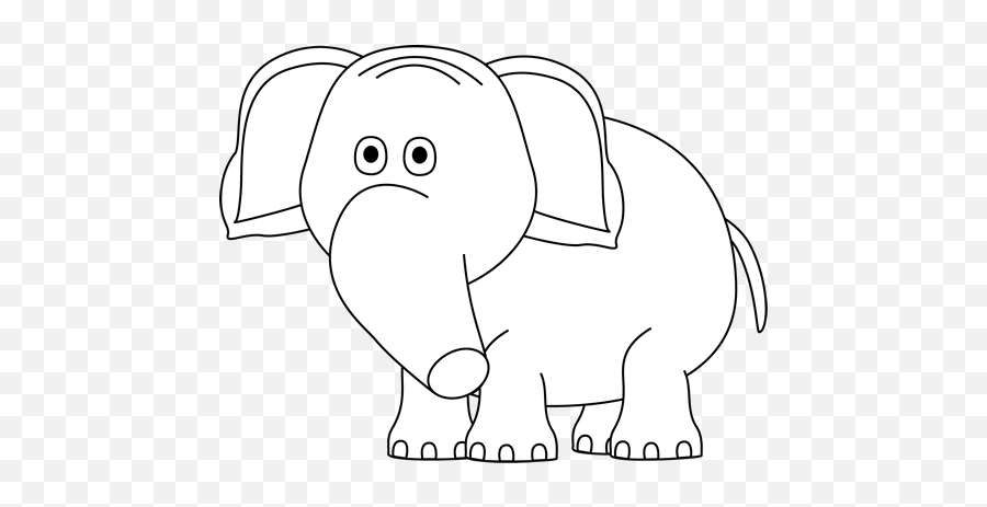 Black And White Elephant Clip Art - Clip Art Black And White Big Emoji,Elephant Clipart Black And White