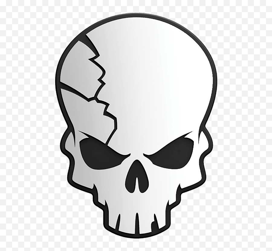 Cracked Skull 3d Chrome Plated Sticker - Small Skull Png Emoji,Skull Emoji Png