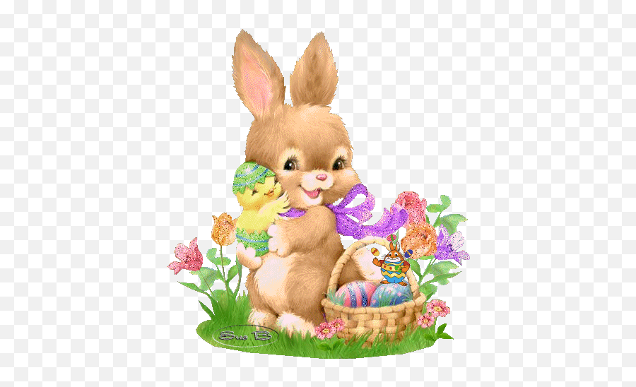 Download Bunny Hold Chick - Cute Easter Bunny Png Full Cute Easter Bunny Emoji,Bunny Png