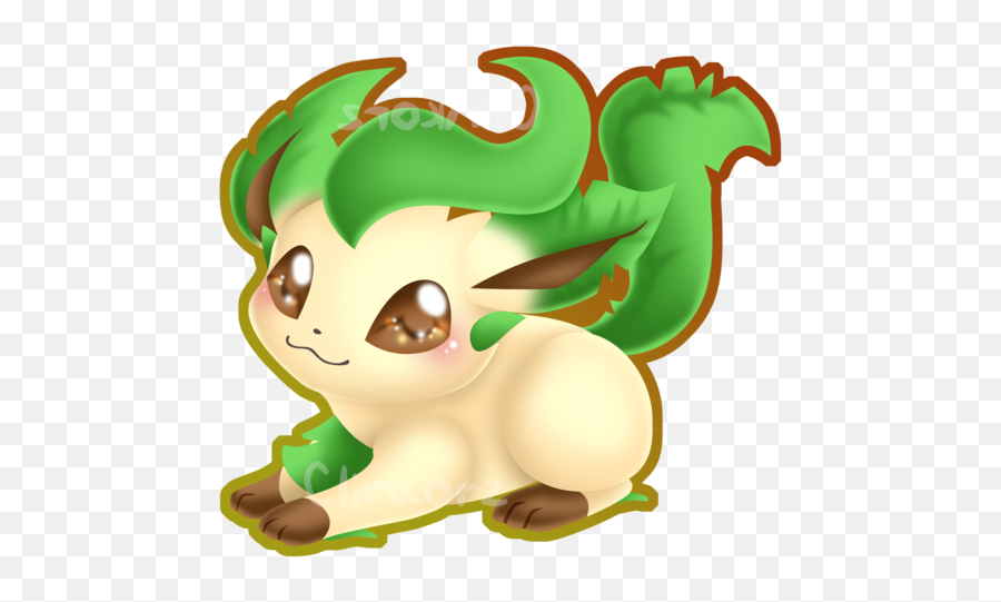 Download Lettuce - Pokemon Leafeon Chibi Full Size Png Emoji,Lettuce Leaf Clipart