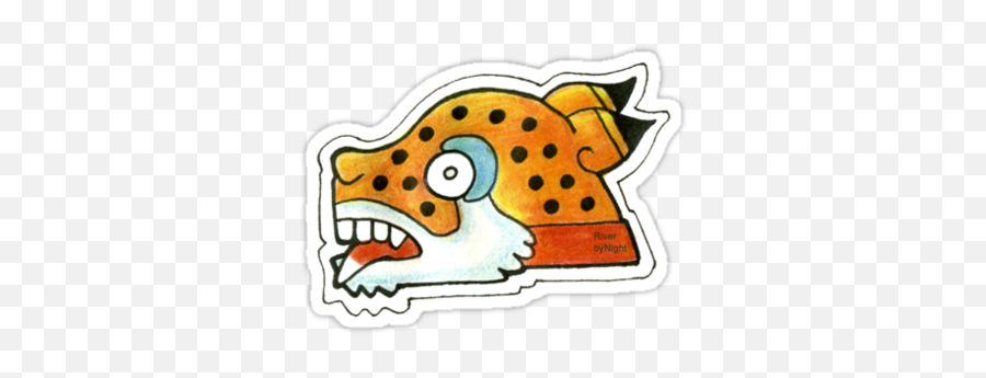 Mayan Jaguar Symbolu0027 Sticker By Riverbynight Mayan Art Emoji,Hecho En Mexico Logo Tattoo