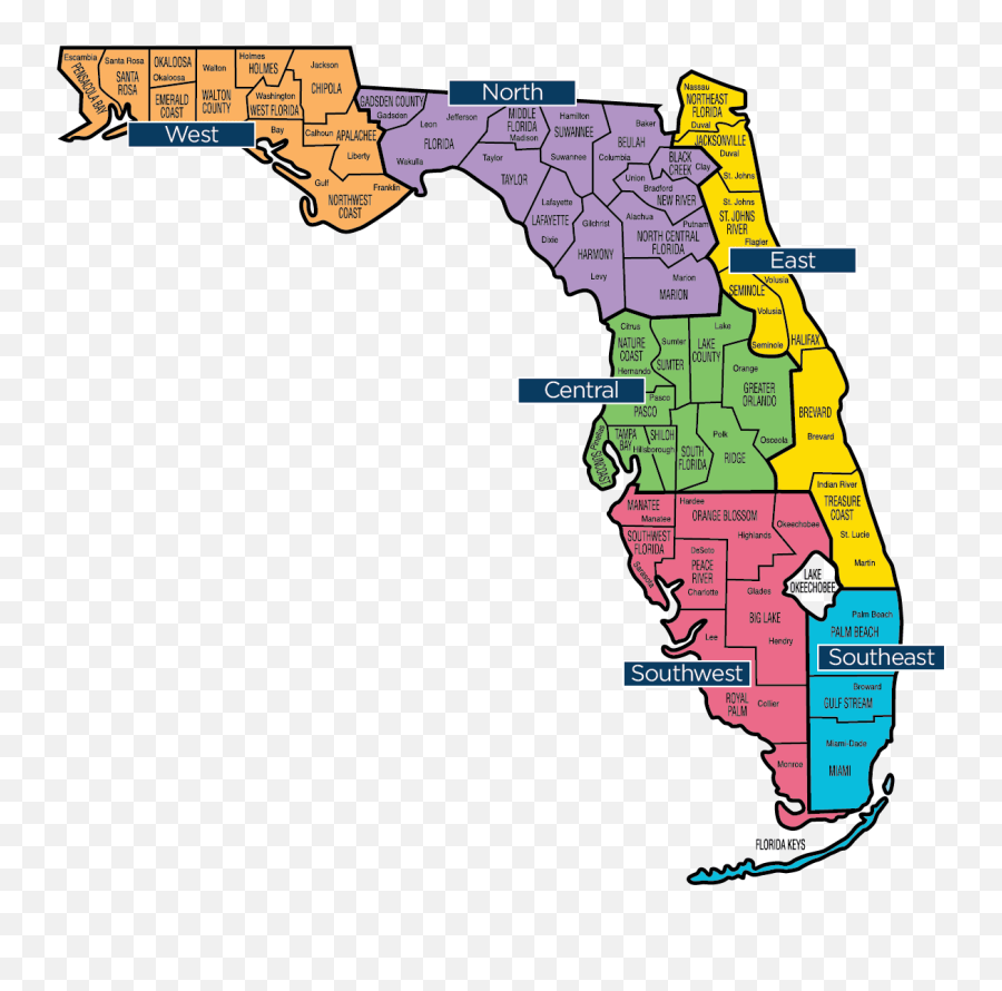 Florida Baptist Associations Map Clipart - Full Size Clipart Wellington Florida Map Emoji,Florida Outline Png