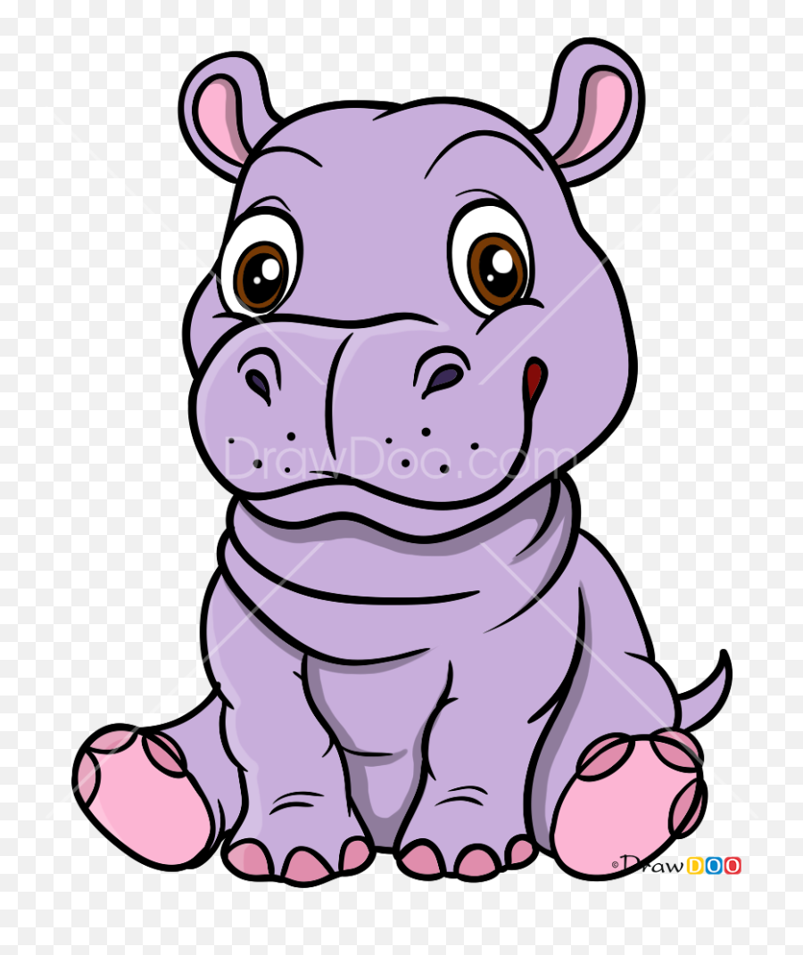 How To Draw Baby Hippo Baby Animals - Cartoon Hippo Baby Baby Hippo Clipart Emoji,Baby Png