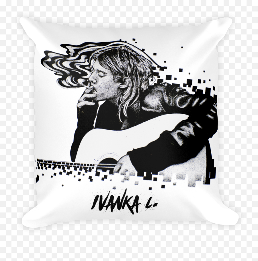 Download Kurt Cobain Smoking Square Print Pillow - Kurt Emoji,Kurt Cobain Png