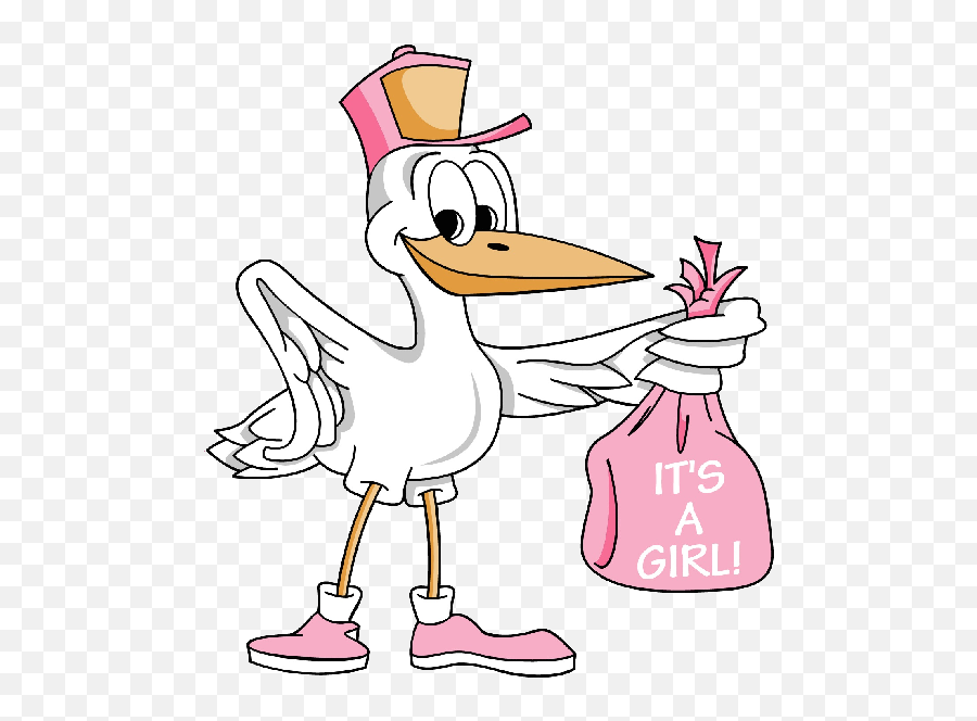 Stork Carrying Baby Girl - Cute Baby Cli 1707357 Png Emoji,Stork Png