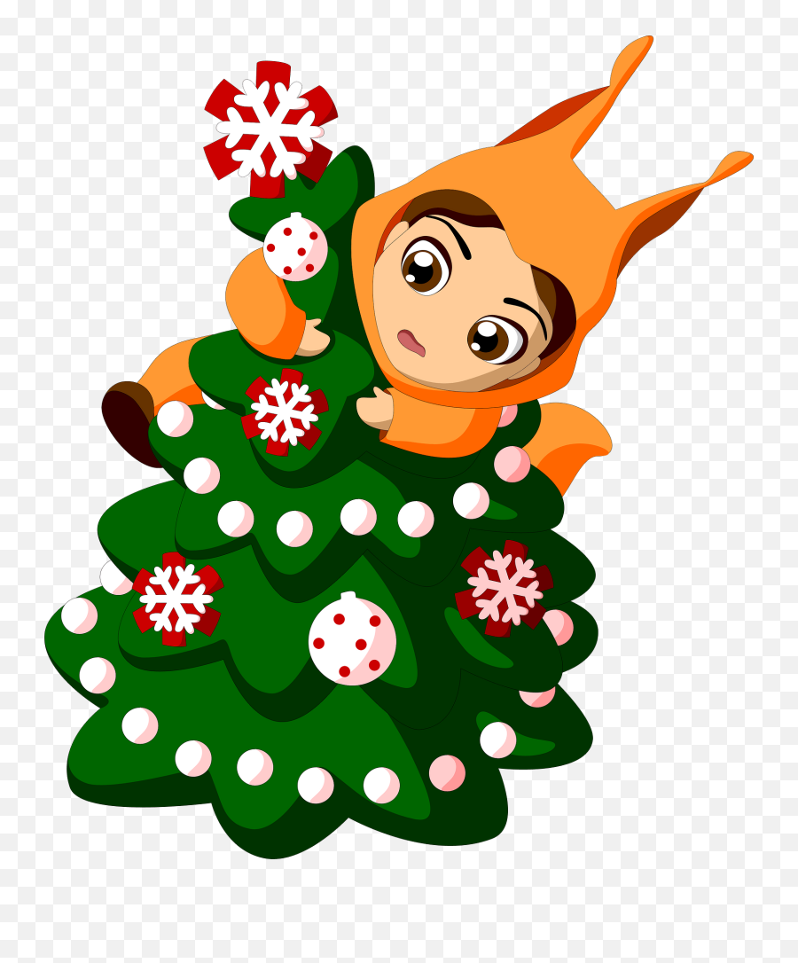 Cute Kid With Christmas Tree Clipart Free Download Emoji,Christmas Trees Clipart Free