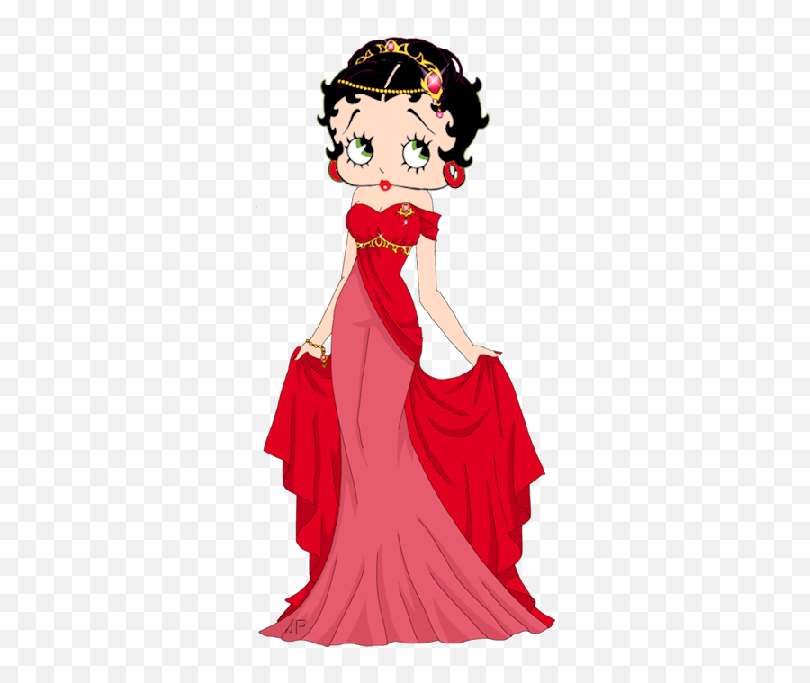 A Princess In Red - Betty Boop Long Dress 378x701 Png Emoji,Princess Dress Clipart