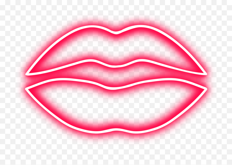 Neon Love Red Lip Lip - Girly Emoji,Neon Png