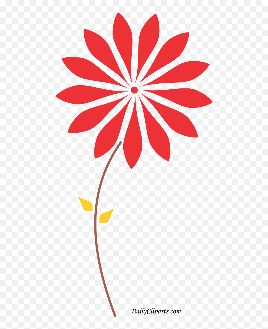 Red Flower Yellow Leaves Brown Stem - Yellow Flowers And Stems Clipart Emoji,Stem Clipart