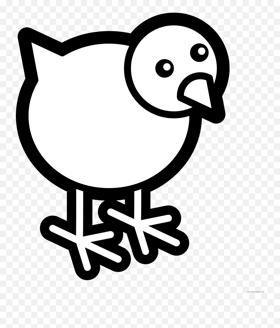 Bird Coloring Pages Black Bird Clipart - Dibujo De Un Pollito Fácil Emoji,Bird Clipart
