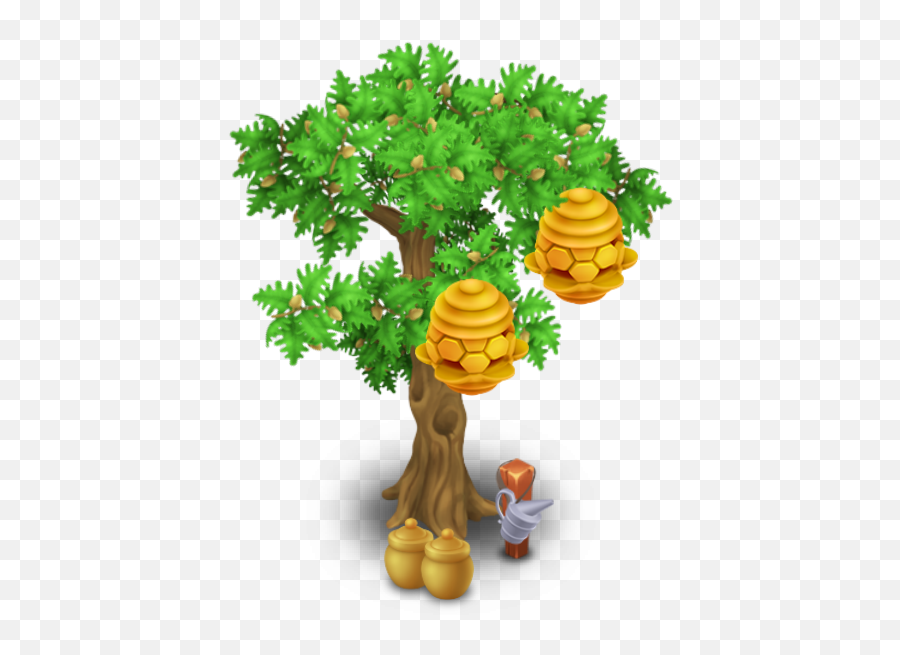 Download Beehive Tree Stage 2 - Beehive Tree Full Size Png Honey On Tree Clipart Emoji,Beehive Png