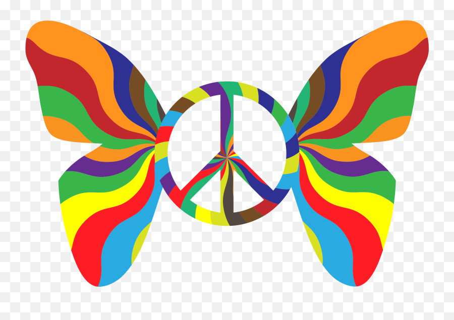 Groovy Peace Sign Butterfly 3 By Gdj Groovy Peace Sign Emoji,Peace Symbol Clipart