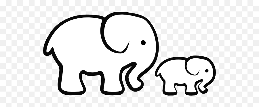 Cute Elephant Clipart Black And White - Black And White Simple Elephant Clipart Emoji,Elephant Clipart Black And White
