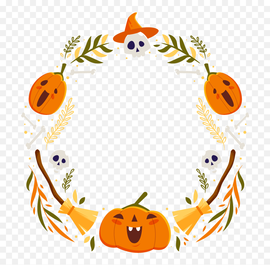 Orange Pumpkins Frame Halloween Sticker - Tenstickers Emoji,Halloween Borders Clipart