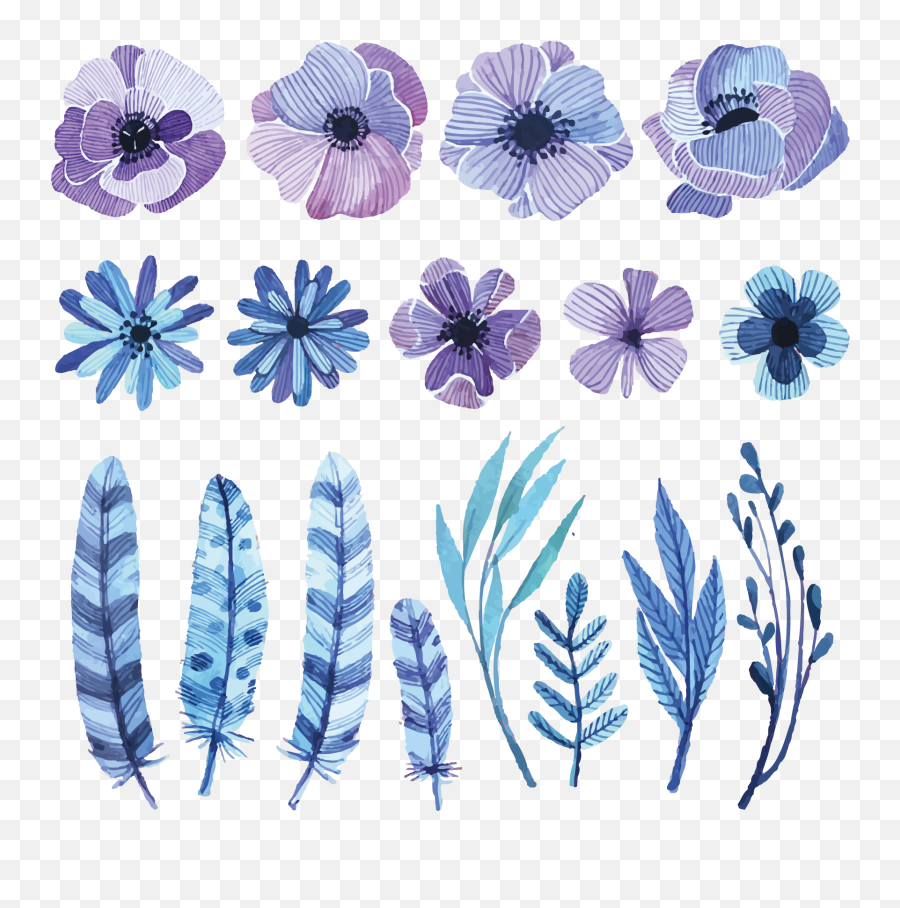 Wildflower Vector Watercolor Clipart Library Library - Watercolor Flowers Png Purple Vector Emoji,Journal Clipart