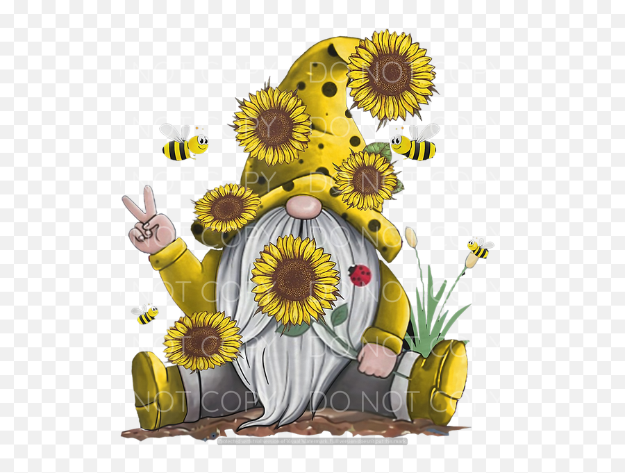 Sunflower Gnome With Bees - Dye Sub Heat Transfer Sheet Emoji,Gnomes Clipart