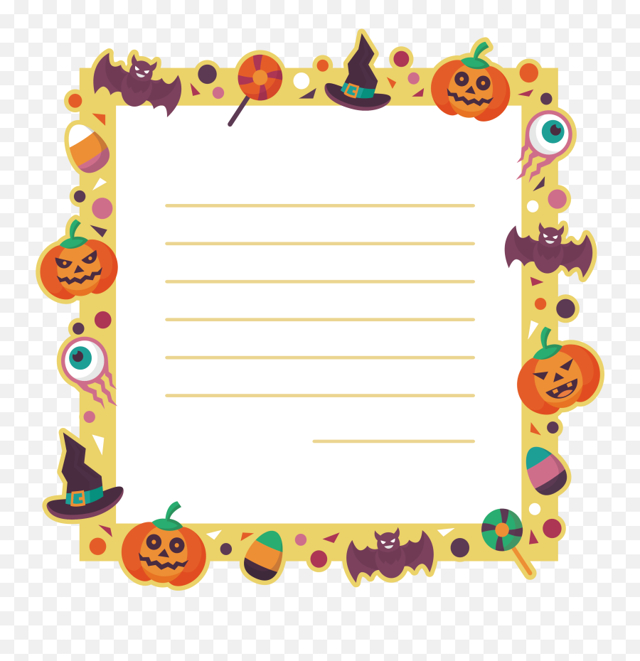 Cartoon Border Halloween Message Card - Dot Emoji,Halloween Border Clipart