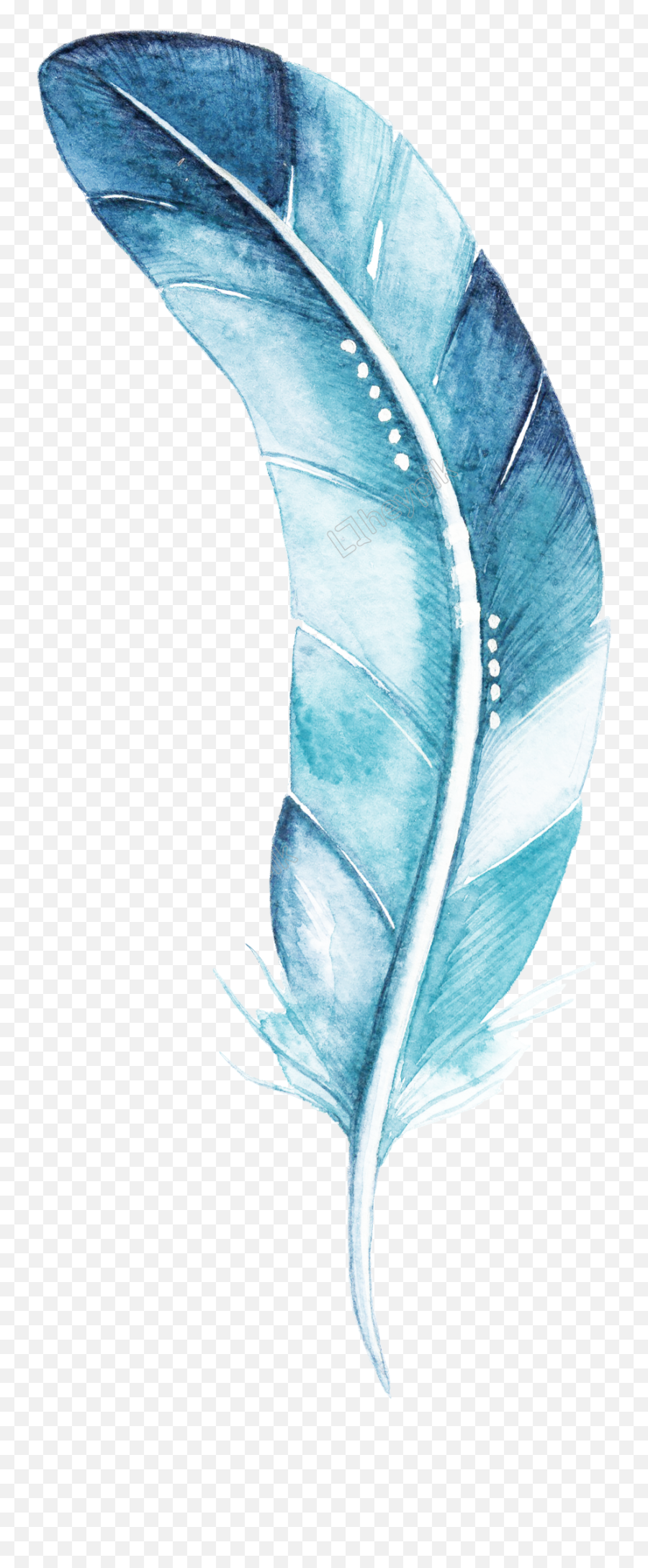 Blue Feather Cartoon Watercolor Beautiful Transparent - Watercolor Feather Transparent Background Emoji,Transparent Watercolor