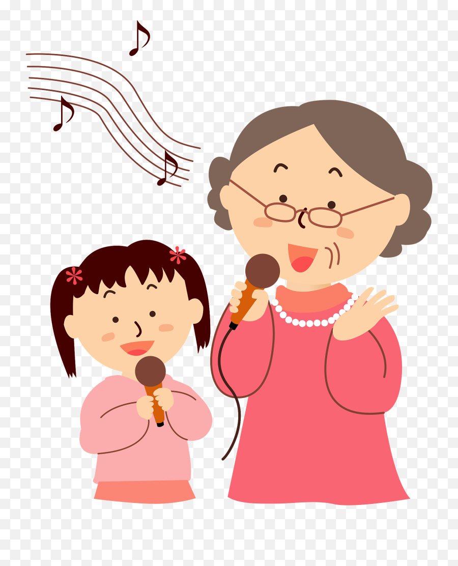 Grandma Are Singing Karaoke Clipart - Grandmother Singing Clipart Emoji,Singing Clipart