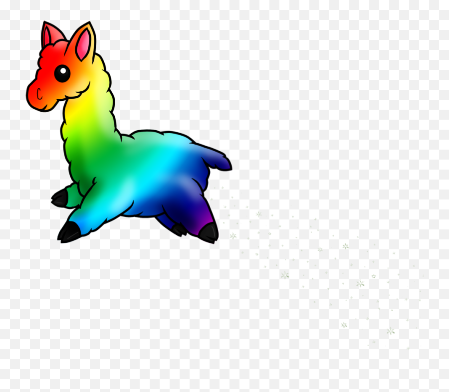 Cartoon Rainbow Llama Png Download - Transparent Llama Cartoon Emoji,Llama Png