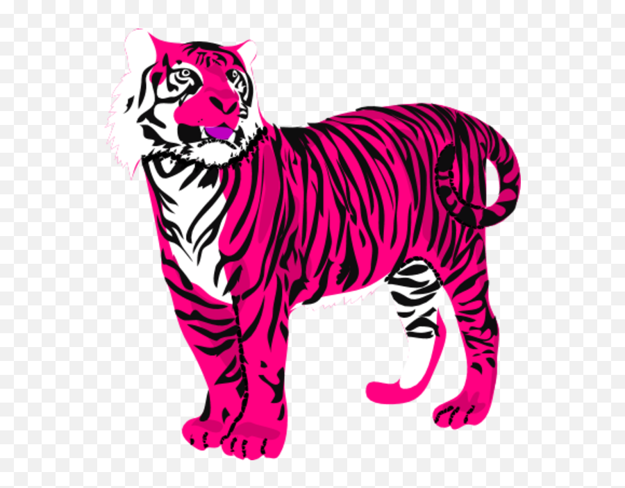 Download Tiger Standing With Curled Tail Clipart - Pink Blue Tiger Clipart Emoji,Tiger Clipart