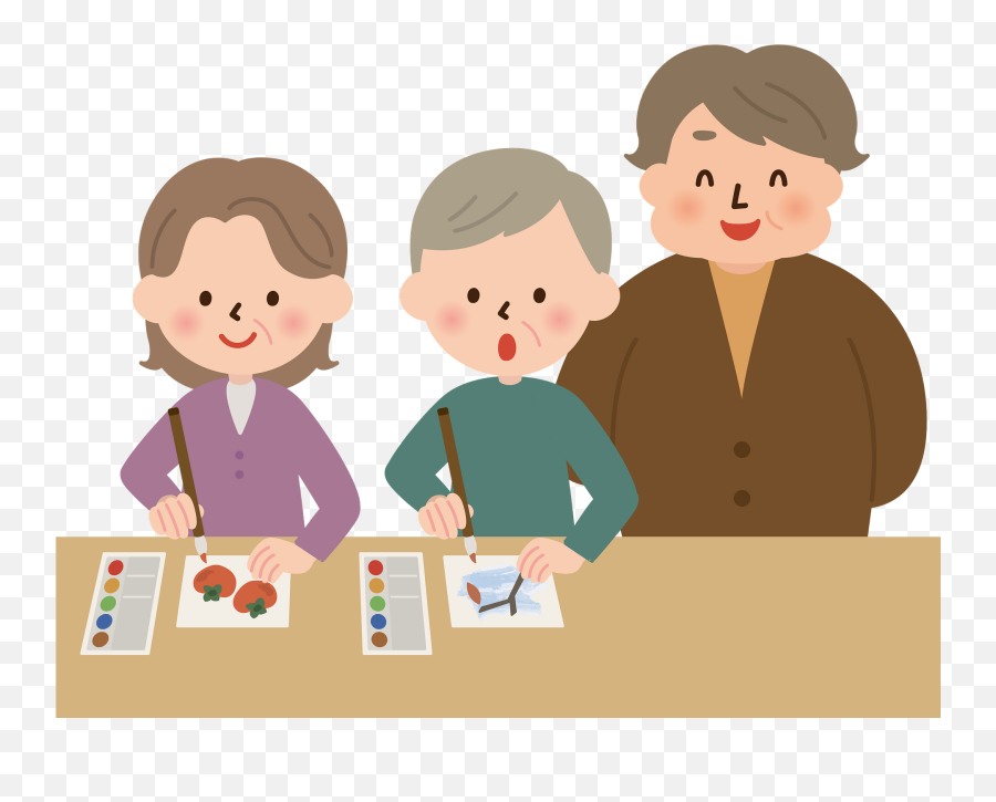 Henry And Esther Old Couple Is Learning Letter Painting - Boy Emoji,Learning Clipart