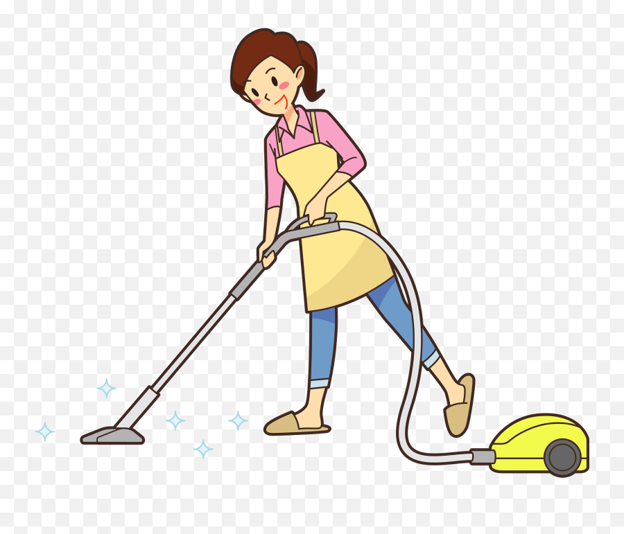 Woman Using A Vacuum Cleaner Clipart - Vacuuming Clipart Emoji,Cleaning Clipart