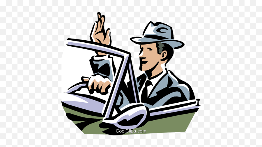Businessman Driving A Car Royalty Free Emoji,Fedora Clipart
