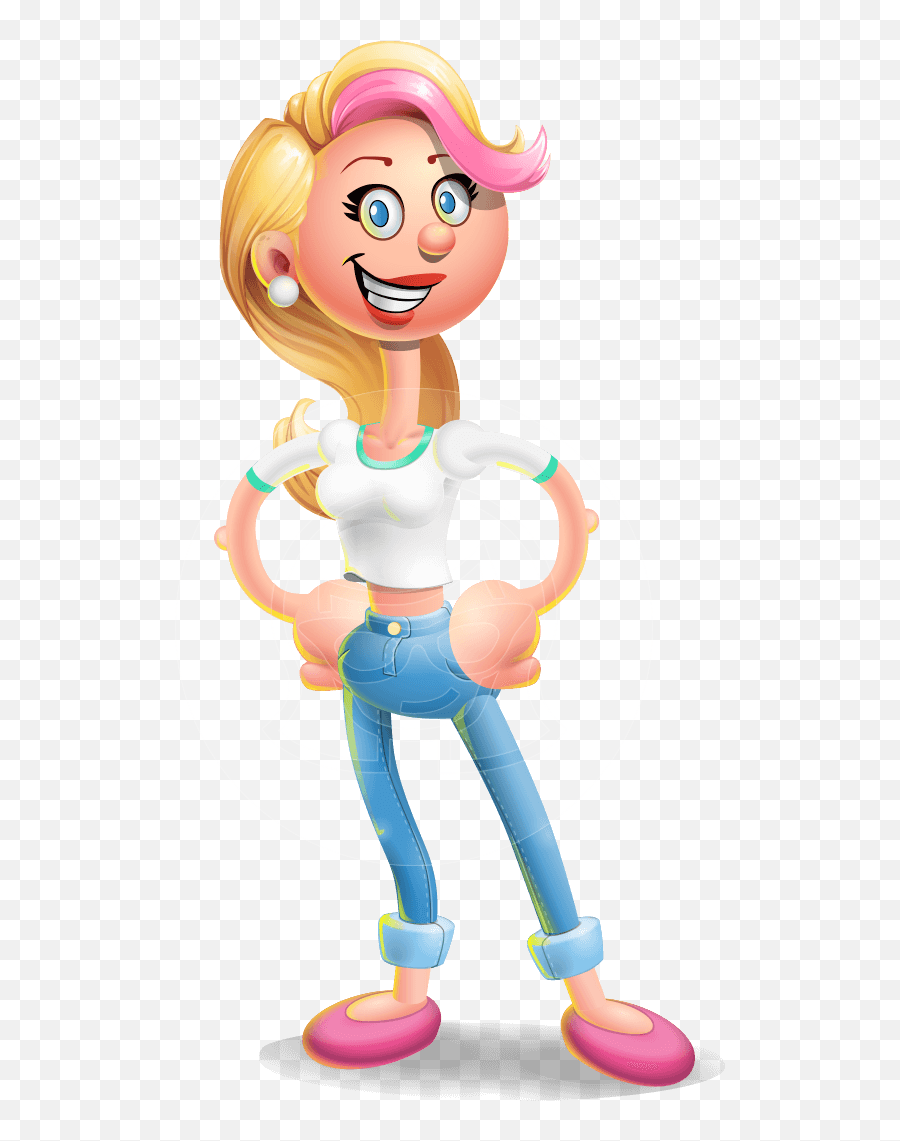 Cute Blonde Girl In Jeans Cartoon Vector 3d Character Graphicmama Emoji,Blue Jeans Clipart