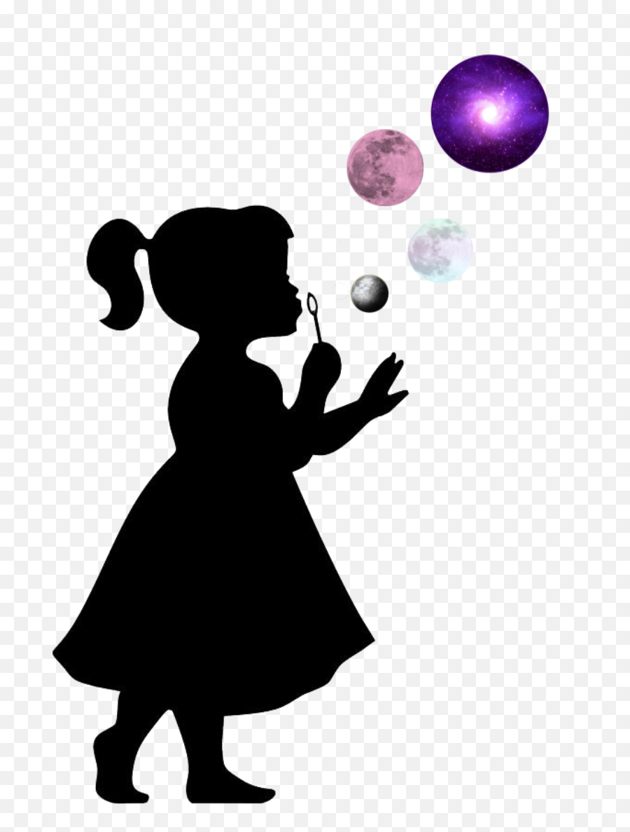 Silhouette Girl Bubbles - Girl Blowing Bubbles Clipart Girl Blowing Bubbles Clipart Emoji,Bubbles Clipart