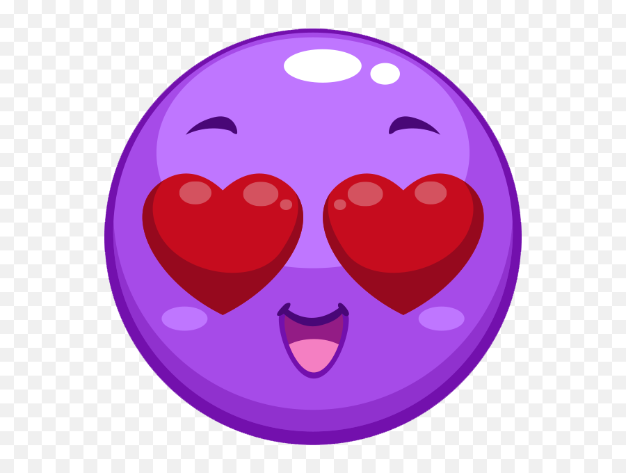 Purple Heart Eyes Emoji Transparent - Purple Face Heart Emoji,Heart Eyes Emoji Png