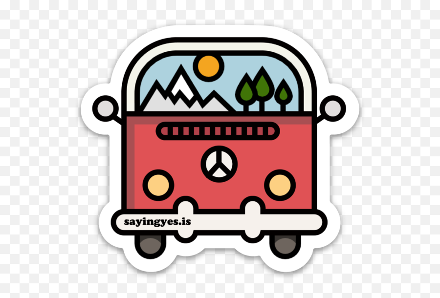 Mountains Vw Bus Sticker Clipart - Mountain Sticker Transparent Png Emoji,Vw Bus Clipart