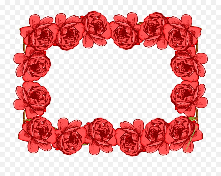 Free Digital Red Rose Blossom Frame Png With Transparent - Rose Emoji,Free Rose Clipart