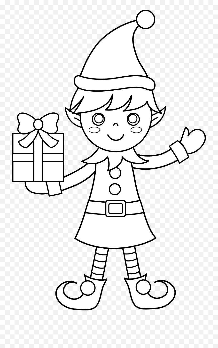 Elf Black And White Elf Clipart Black - Christmas Elf Coloring Pages Emoji,Elf Clipart