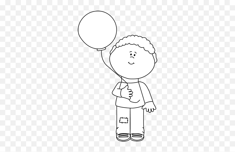 Boy Holding A Balloon Clipart Black And White - Clip Art Library Emoji,Balloons Clipart Black And White