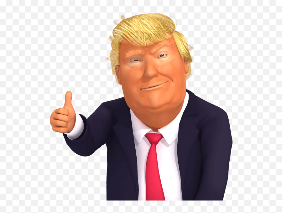 Trumpstickers Thumb - Up Thumbdown Trump 3d Caricature Emoji Donald Trump Thumbs Up Png,Thumbs Up Emoji Png