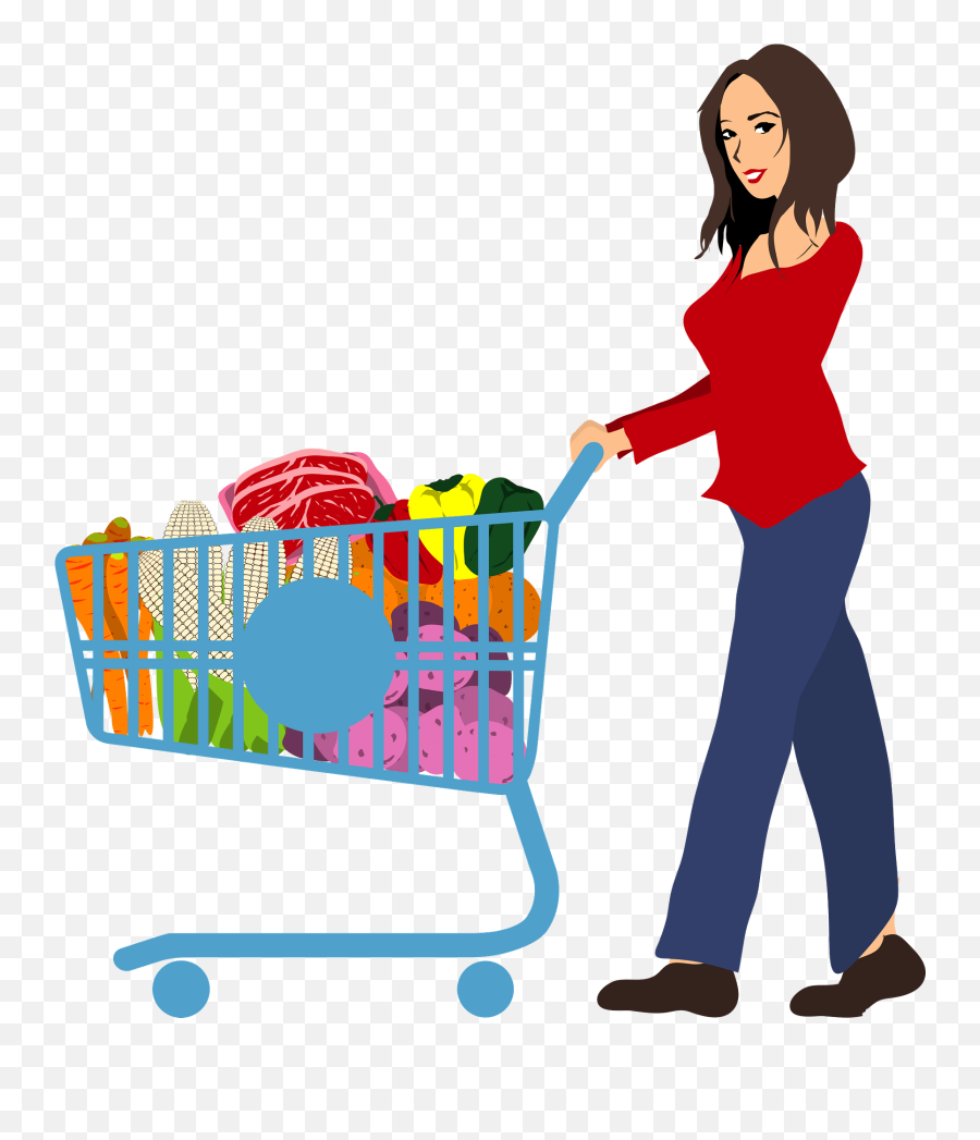 Woman Is Shopping Clipart Free Download Transparent Png - Clipart Woman With Shopping Cart Emoji,Shopping Cart Clipart