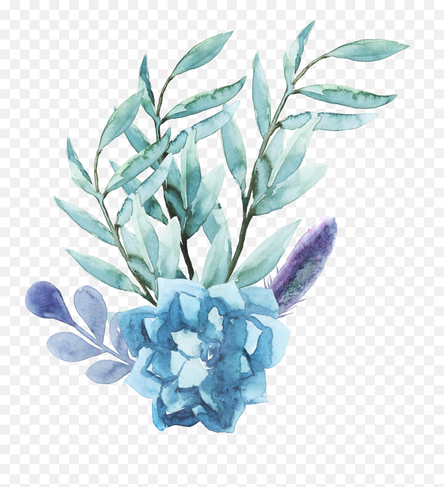 Ftestickers Watercolor Flowers Blue - Blue Watercolour Transparent Background Blue Flower Png Emoji,Watercolor Flower Png