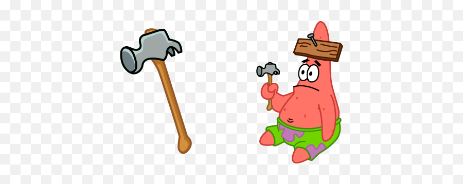 Spongebob Patrick Nailing Board Meme Cursor U2013 Custom Cursor - Patrick Star Wood Head Emoji,Spongebob Meme Png
